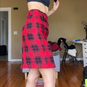 Vintage Red Plaid Skirt